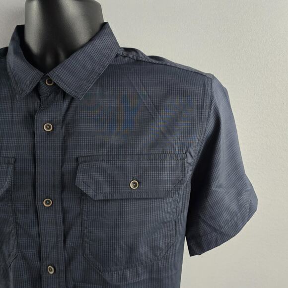 Prana breathable short sleeve button down shirt mens blue small 5558 - Picture 2 of 10